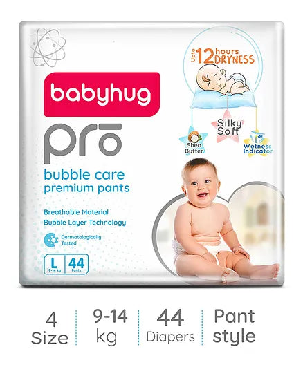 Babyhug Pro Bubble Care Premium Pant Style Diapers, Size 4 - 44 Pieces