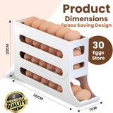 30 Egg Holder - 4 Tier Automatic Rolling Egg Holder Dispenser