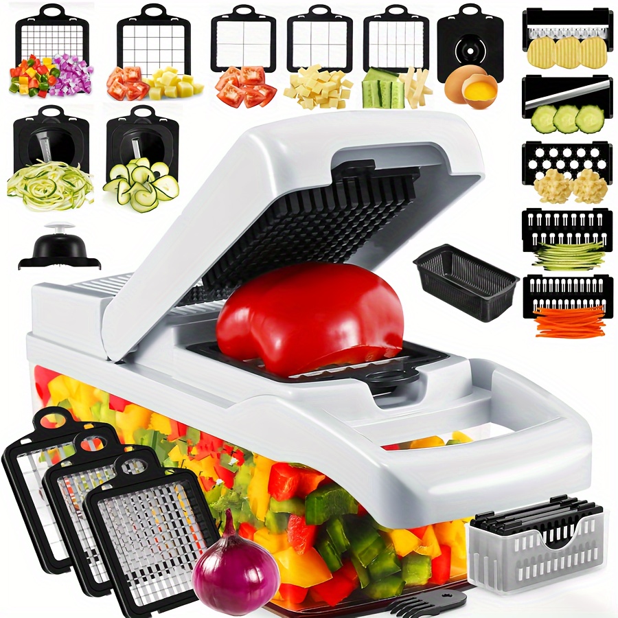 1 Set, 22in1/ 15in1, Vegetable Chopper, Multifunctional Fruit Slicer, Manual Food Grater, Vegetable Slicer, Cutter With Container, Onion Mincer Chopper, Household Potato Shredder, Kitchen Stuff, Kitchen Gadgets, Dorm Essentials Kitchen Accessories