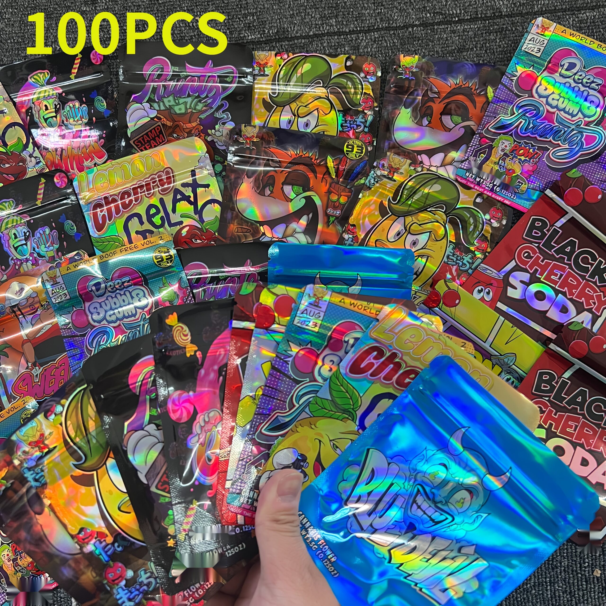 100/50pcs mixed Mylar Bag - resealable, waterproof and deodorant zipper bag with sealed Mylar, suitable for storage and packaging, party supplies