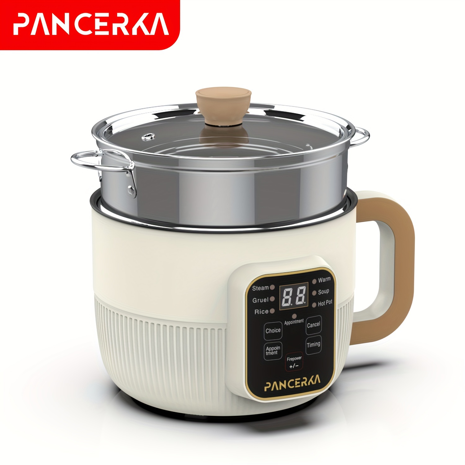 1 Set PANCERKA Electric Cooker, 1.0L Multifunctional Non-Stick Steamer with Intelligent Mechanical Buttons, 220-240V Home Use Rice Cooker with European Standard Plug, No Battery Required